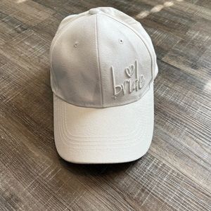 white “bride” hat